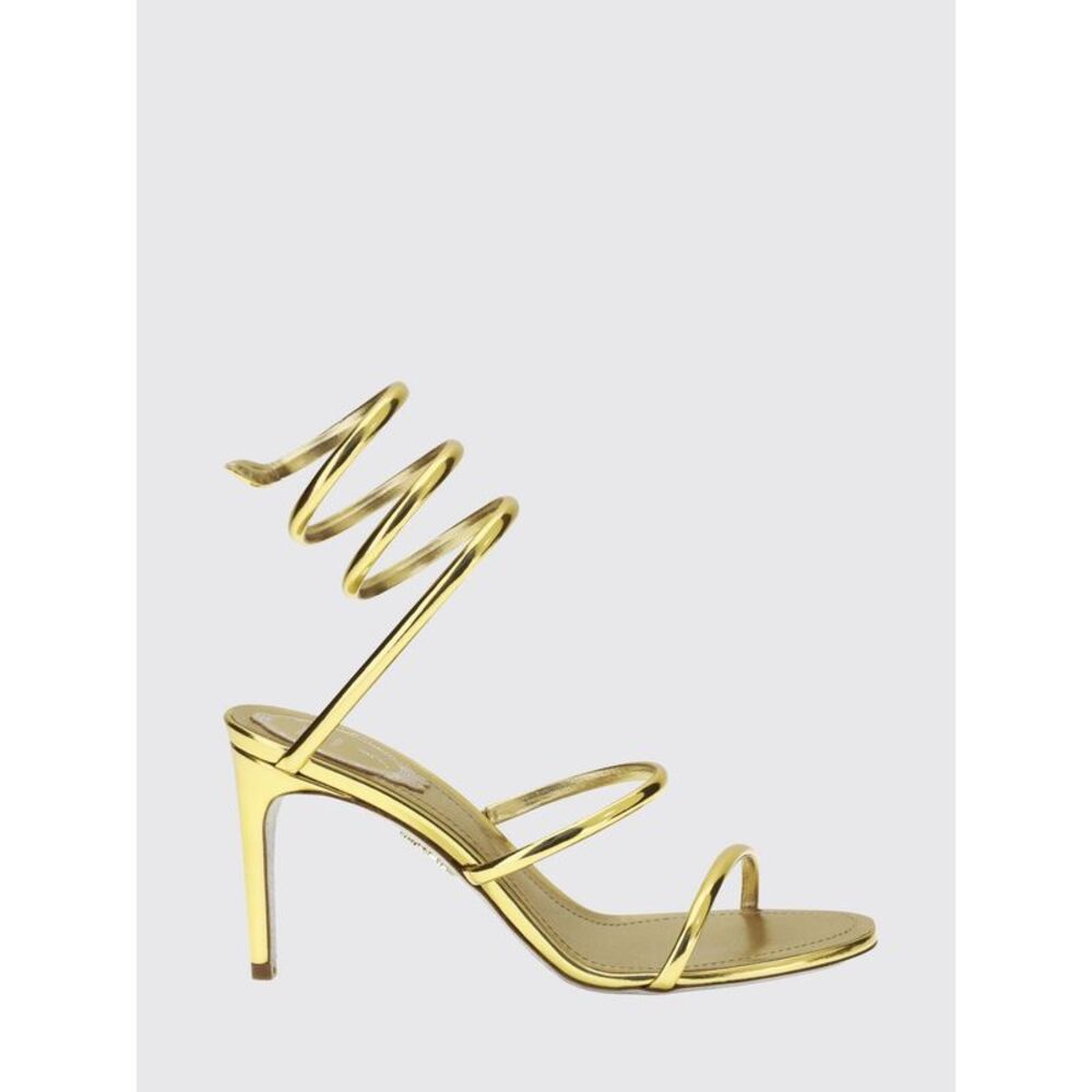 Heeled Sandals Rene Caovilla In Laminated Leather With Snake Ankle Strap
